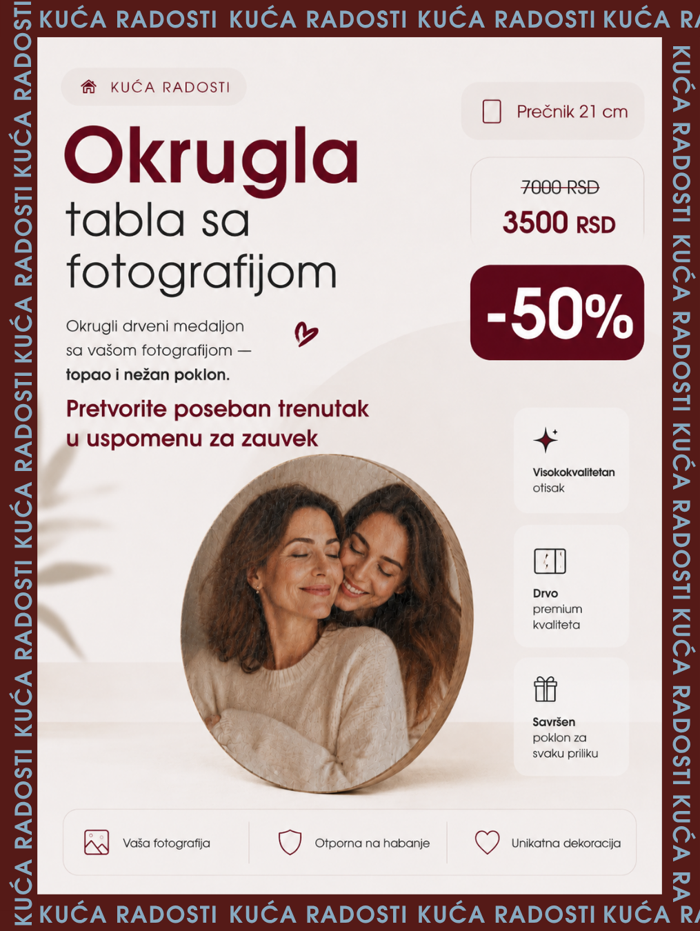 Okrugla tabla sa fotografijom